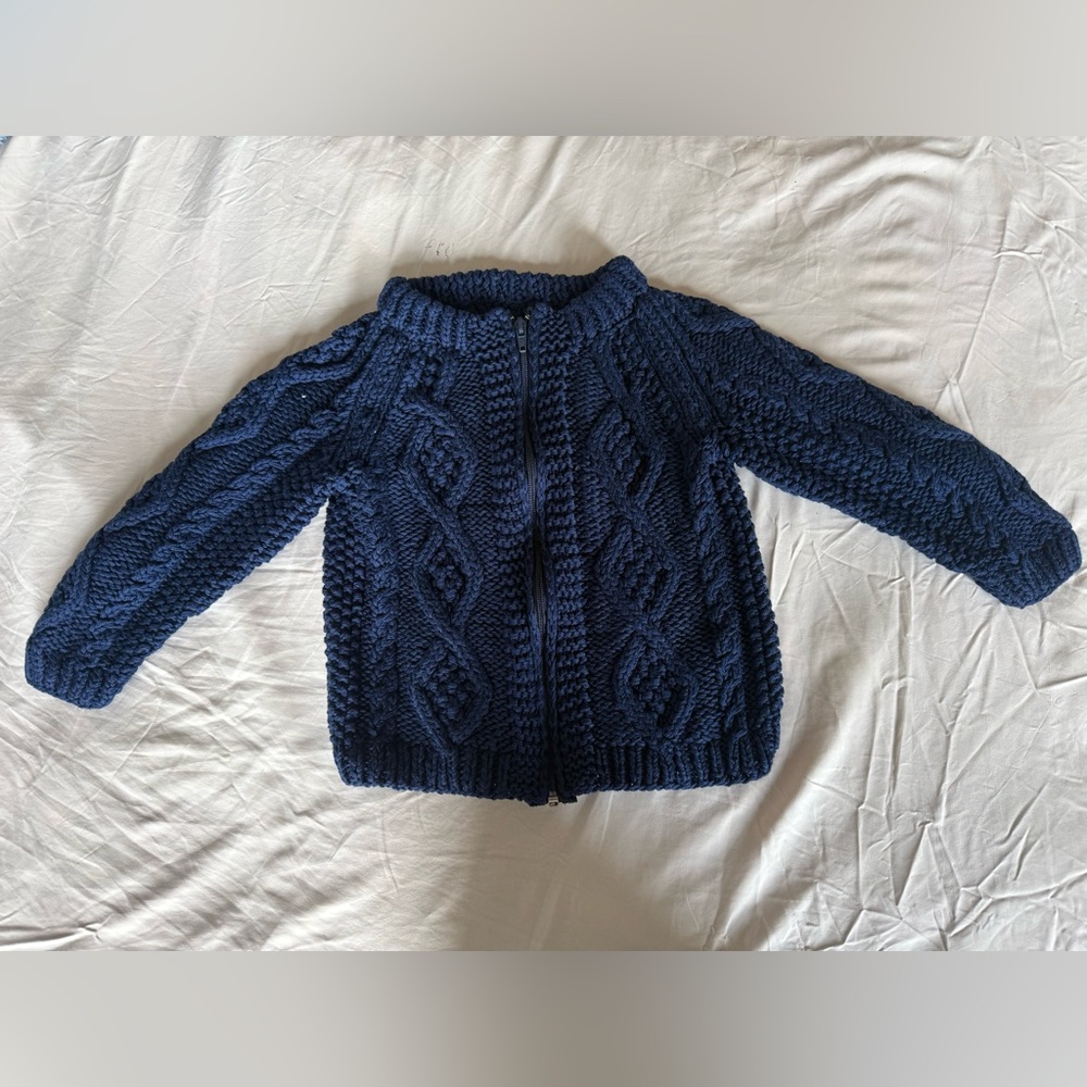 Navy Cable Knit Toddler Sweater